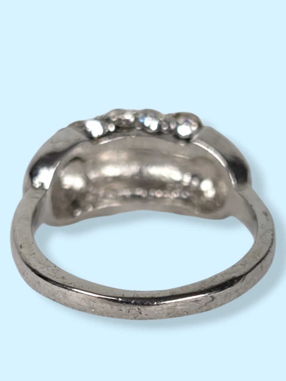 Rounded Front White Rhinestone Ring - Picture 4 of 6
